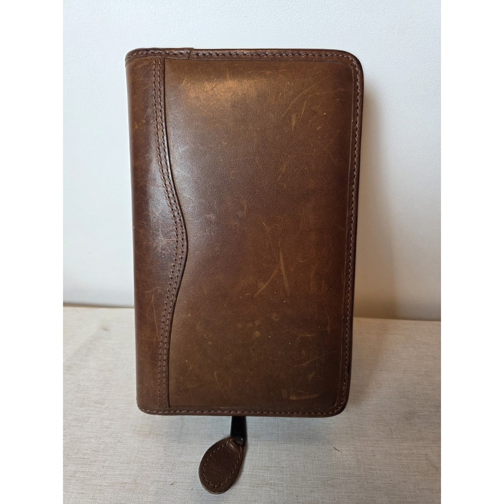 Daytimer Brown Leather Day Planner Zip Up 8x5", No Pages